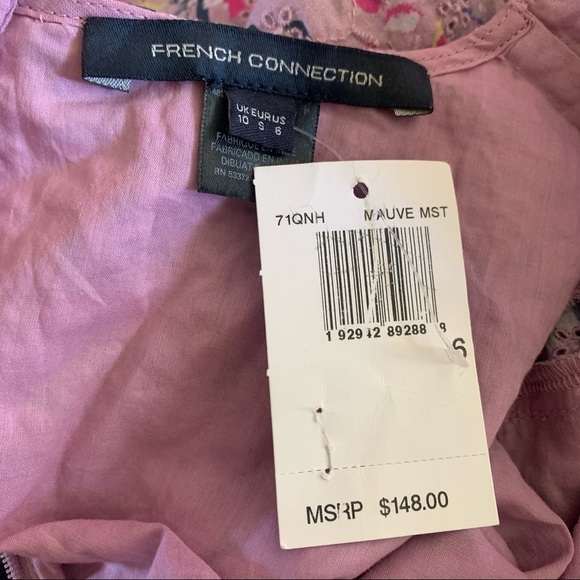 French Connection New With Tags Flores Puff Sleeve Dress In Mauve Mist Multi - Picture 10 of 11